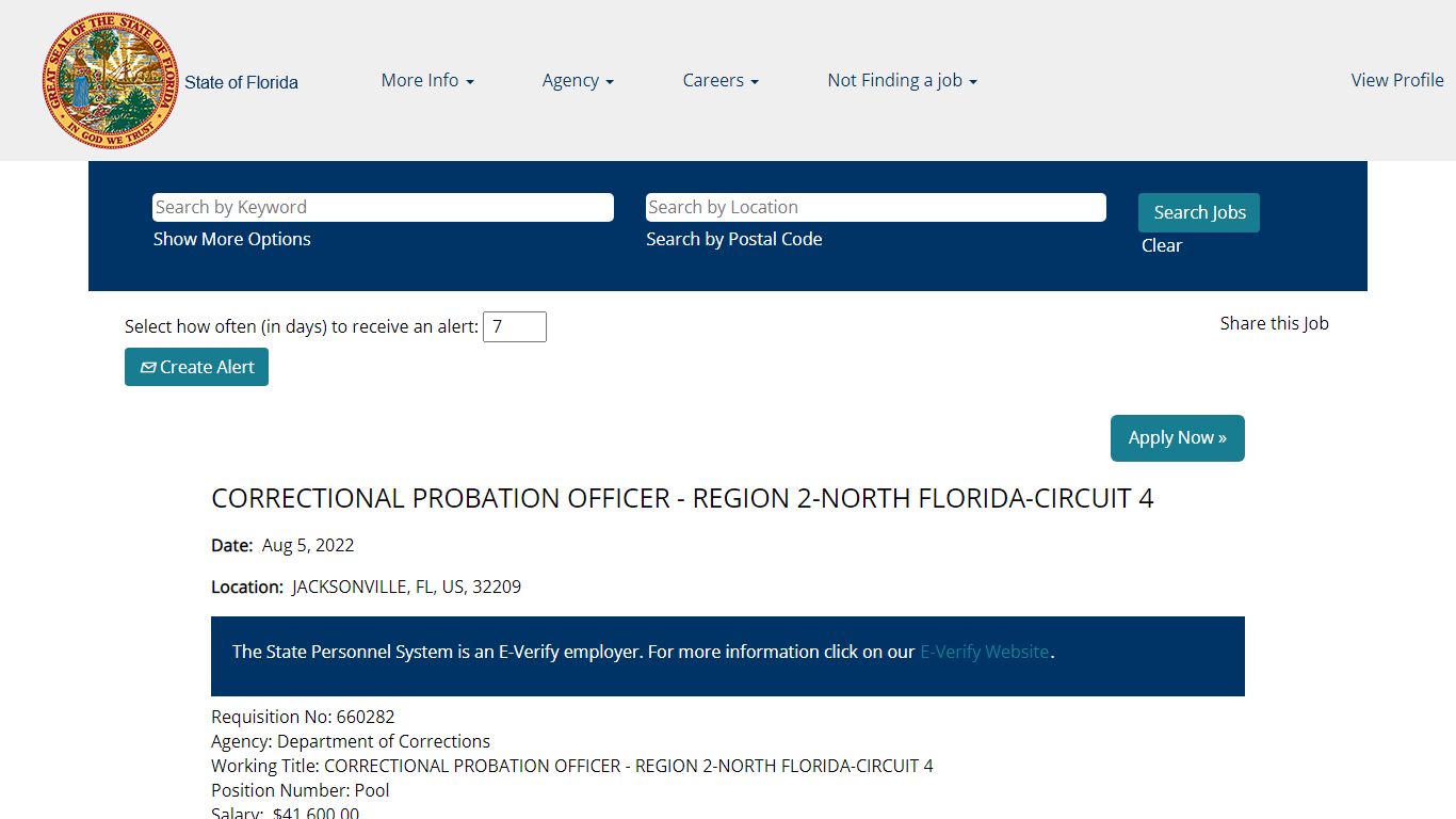 CORRECTIONAL PROBATION OFFICER - REGION 2-NORTH FLORIDA-CIRCUIT 4