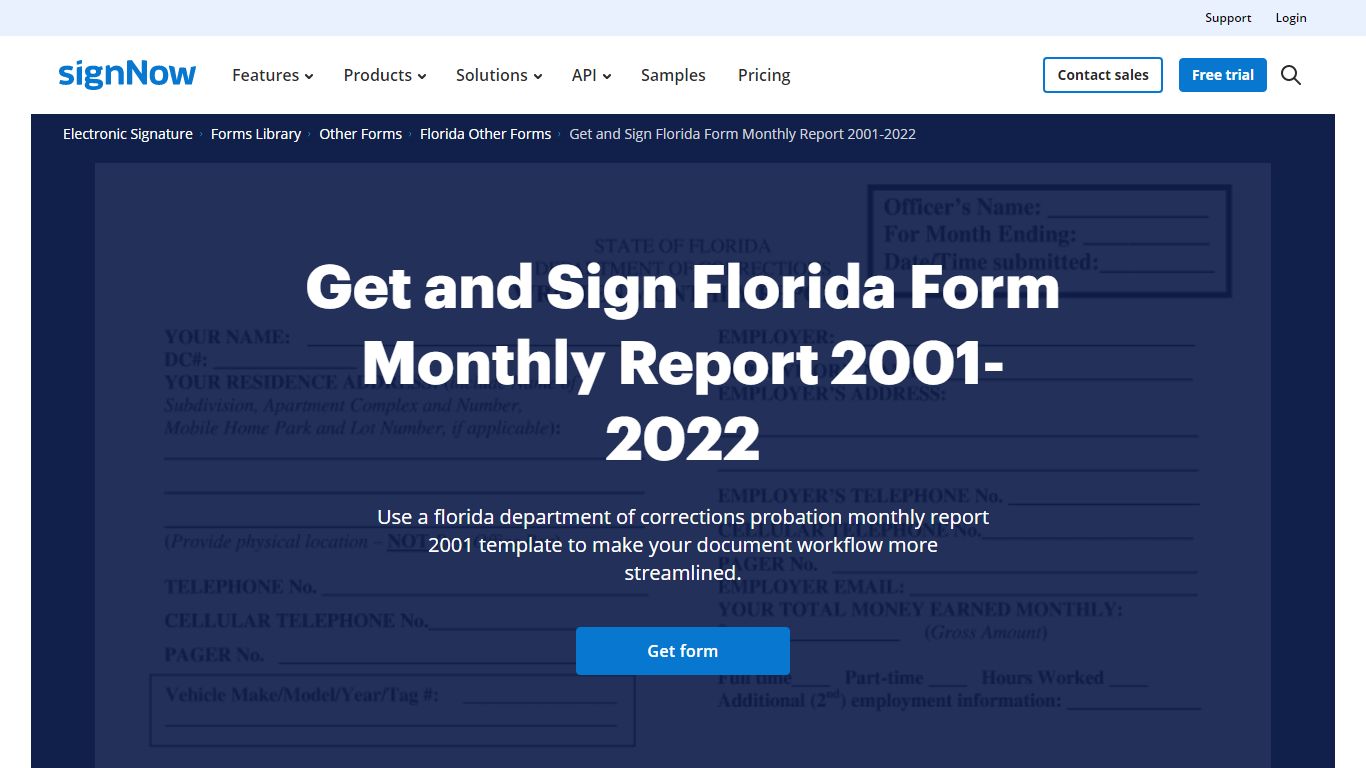 Florida Department Of Corrections Probation Monthly Report - signNow